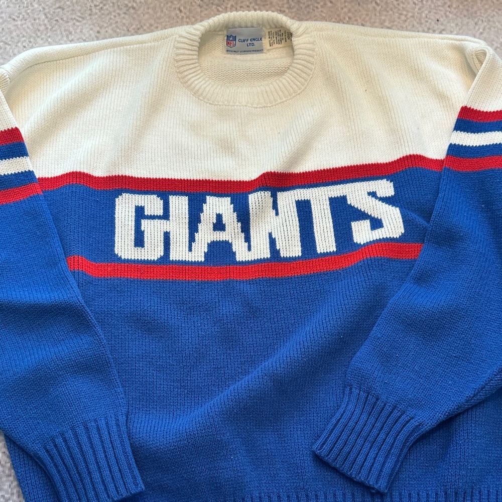 NFL Giants Blue and Cream Crewneck Sweater